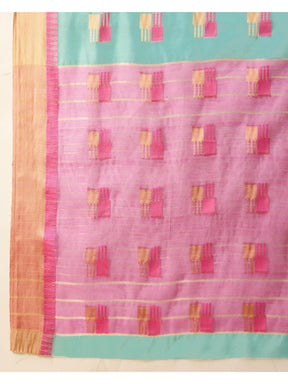 Women’s Sky Silk Saree with Golden Border