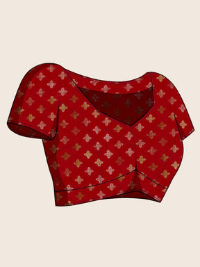 Women Grey Woven Saree with Red Zari Border