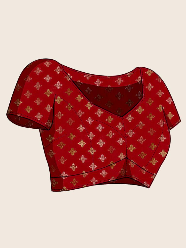 Women Grey Woven Saree with Red Zari Border