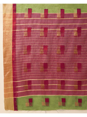 Women’s Green Silk Saree with Golden Border