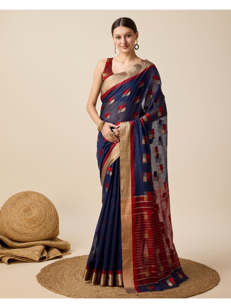 Women’s Green Silk Saree with Golden Border