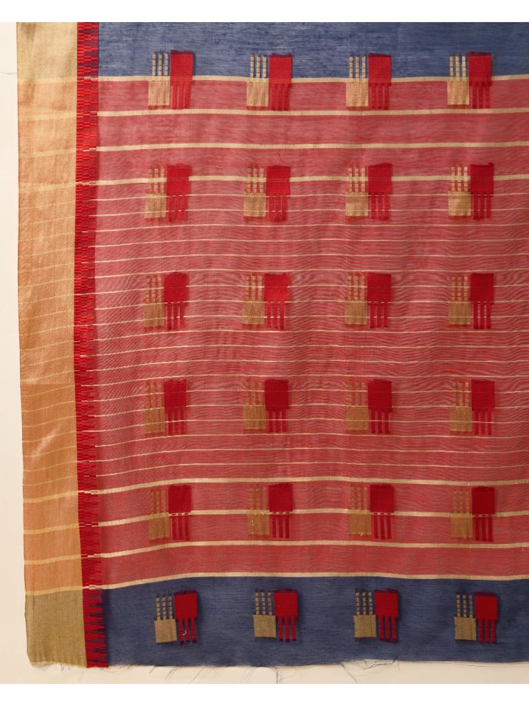 Women’s Navy Blue Silk Saree with Golden Border