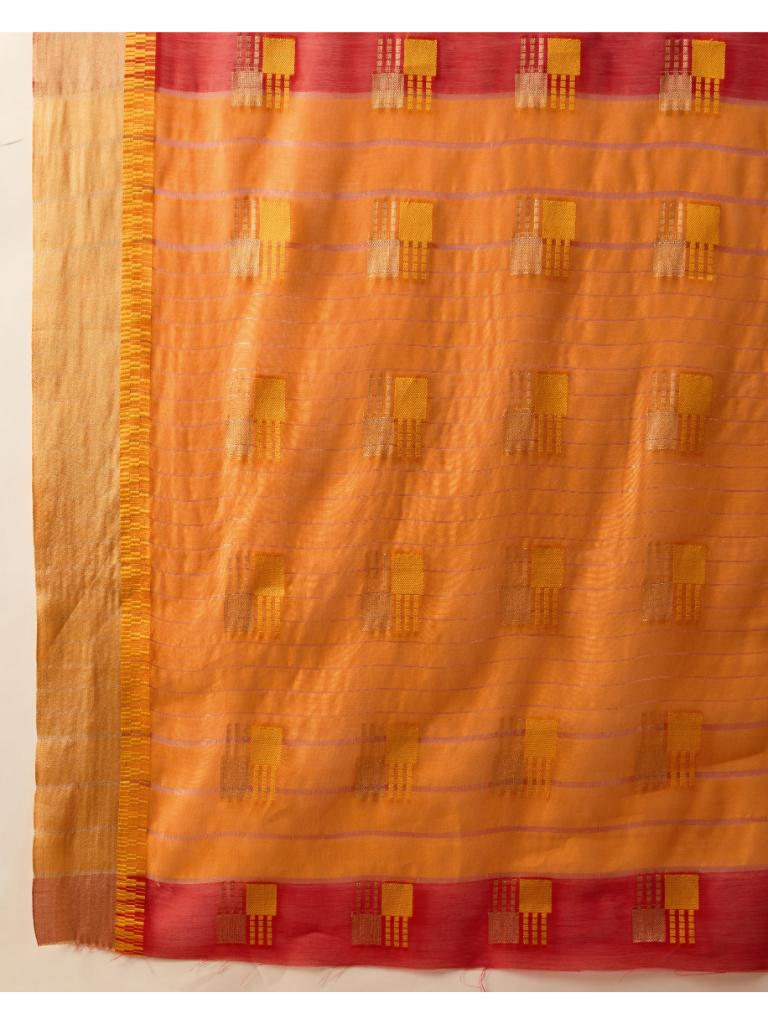 Women’s Red Silk Saree with Golden Border
