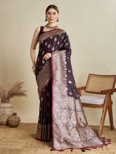 Women Violate Woven Saree with Silver Zari Border 