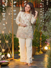 Women Off White Embroidered Kurta Palazzo Set