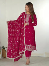 Women Pink Embroidered Kurta Set with Dupatta